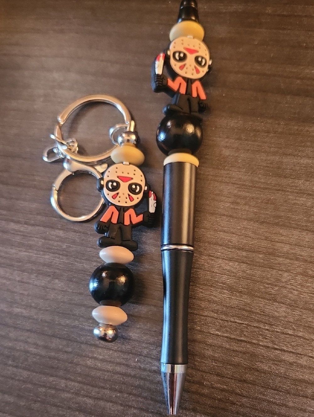 Jason Voorhees Beaded Keychain And Pen Set